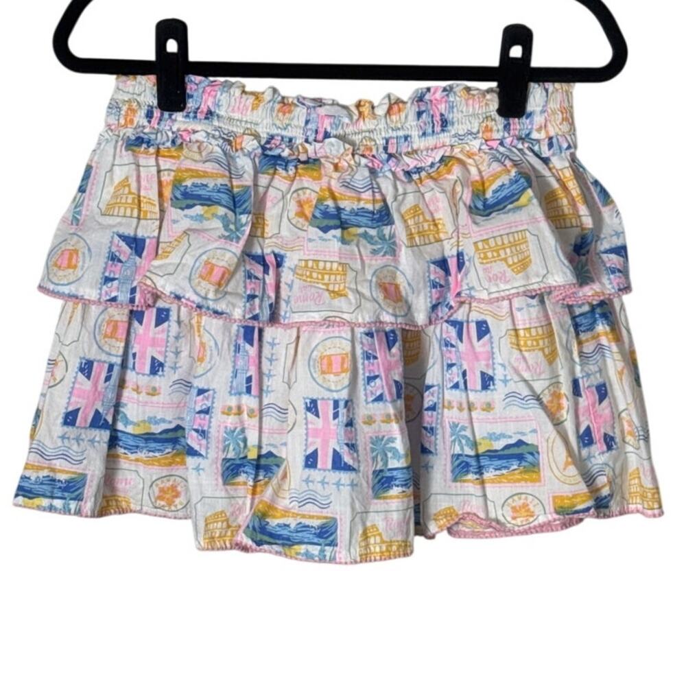 Haute Hippie Womens Smocked Top and Ruffle Skirt Vacation Tropical‎ Set Size L - Picture 8 of 9